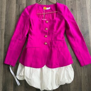 Amanda Uprichard Bright Fuchsia Tailored Blazer Bubble Dress